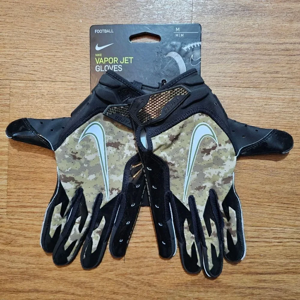Nike Vapor Jet Salute To Service NFL Receiver Gloves Medium M Camo Green Black